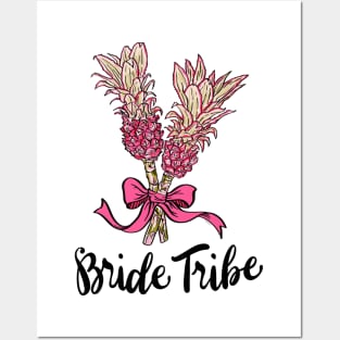 Bride Tribe Shirt Pink Pineapple Bouquet Illustration Posters and Art